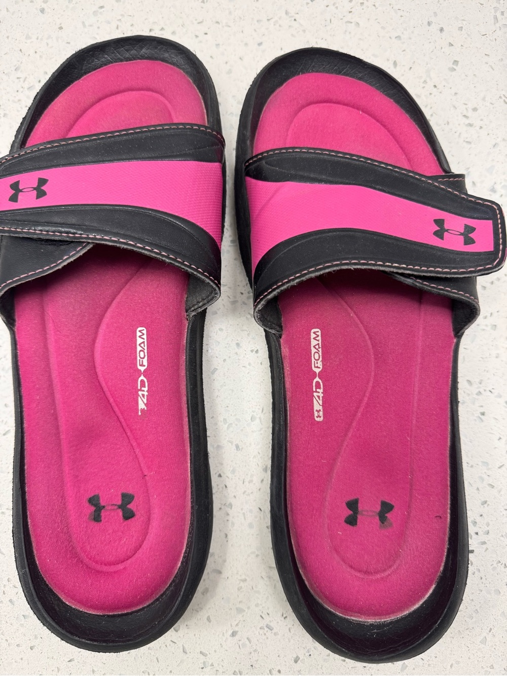 Under Armour Pink and Black Men's Slide Sandals Size 11